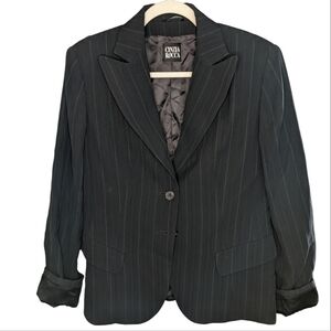 Cinzia Rocca Oversized Wool Pinstripe Preppy Blazer Academia Jacket Size 12